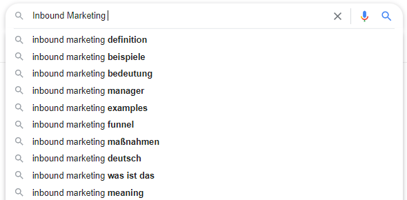 Google Autocomplete Beispiel Inbound Marketing