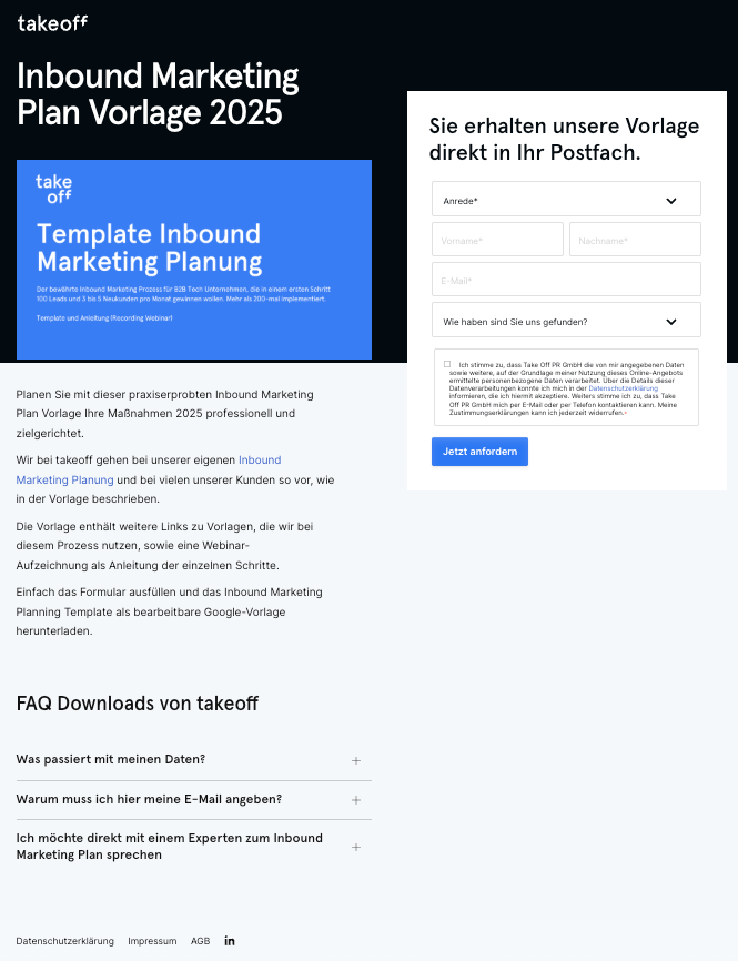 Landing Page Beispiel_takeoff Inbound Marketing Agentur
