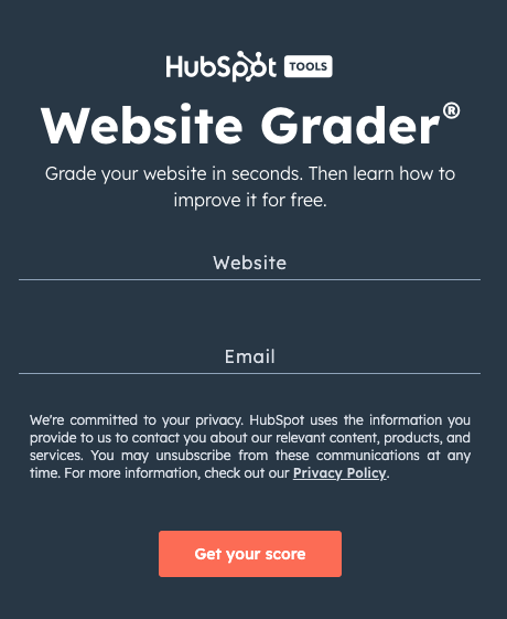 Lead Magnet Beispiel HubSpot Website Grader