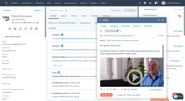 takeoff HubSpot Beispiel CRM