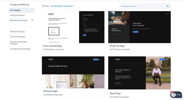 take off HubSpot website templates